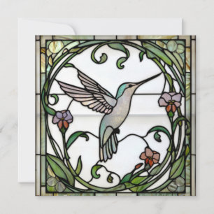 Elegante Glasmalerei im Jugendstil mit Kolibri Einladung
