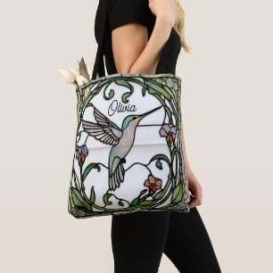 Elegante Glasmalerei im Jugendstil mit Kolibri Tasche