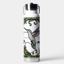 Elegante Glasmalerei im Jugendstil mit Kolibri