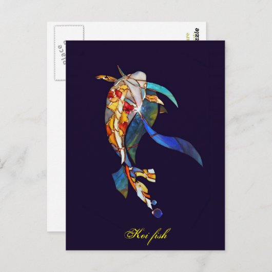 Elegante Glass Koi Fisch Moderne Kunst, Dichtung u Postkarte (Vorne/Hinten)