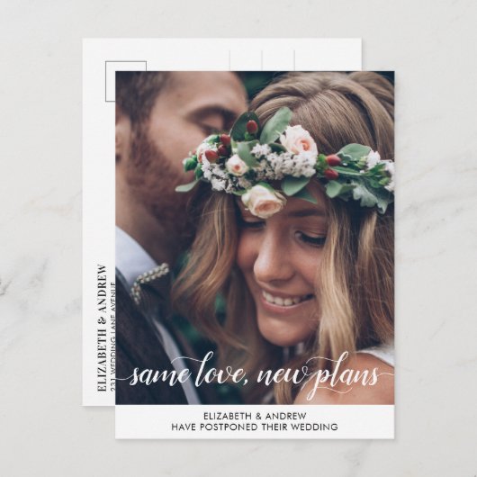 Elegante gleiche Liebe Neue Pläne Änderung des Dat Ankündigungspostkarte (Vorne/Hinten)