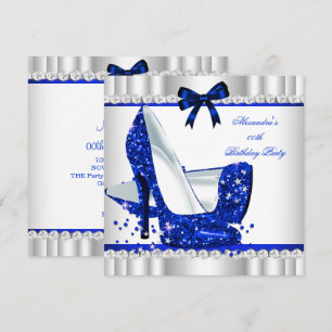 Elegante Glitter Blau Glamour High Heels Silber 3b Einladung