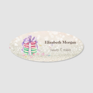 Elegante Glitter-Bokeh-Macarons Namensschild