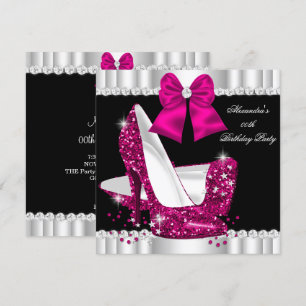 Elegante Glitter Deep Pink Glamour High Heels Einladung