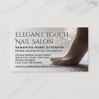Elegante Glitter-Fuß-Pediküre-Maniküre-Nagelsalon Visitenkarte