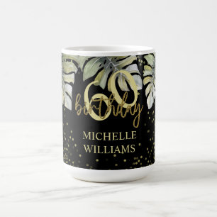 Elegante Glitter Gold Palm Kalligrafie Geburtstag Kaffeetasse