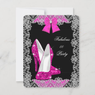 Elegante Glitter Hot Pink Stiletto Fabelhafte Part Einladung