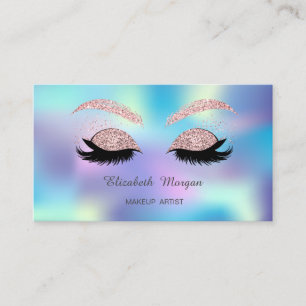 Elegante Glitter-Künstliche Wimpern Blau Holografi Visitenkarte