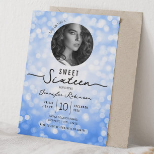 Elegante Glitter-Lichter Süße 16 Geburtstagsfeier  Einladung