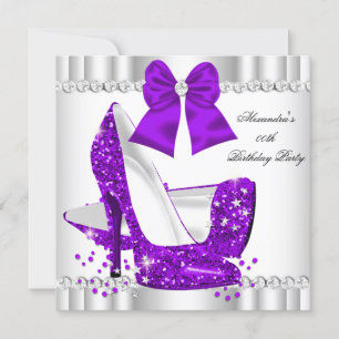 Elegante Glitter Lila Glamour High Heels Weiß Einladung