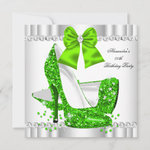 Elegante Glitter Lime Glamour High Heels Weiß Einladung