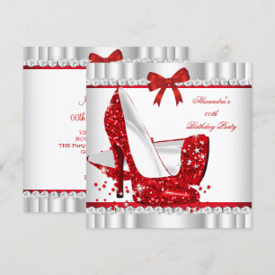 Elegante Glitter Rot Glamour High Heels Silber 3a Einladung