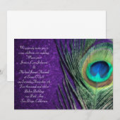 Elegante Glitterie Lila Pfauenhochzeit Einladung (Vorne/Hinten)