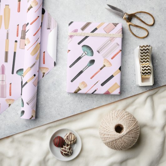 Elegante Glittering Beauty Makeup Tools Geschenkpapier (Kunsthandwerk)