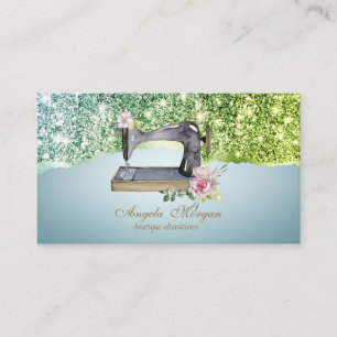 Elegante Glitterrand-Blumen-Nähmaschine Visitenkarte