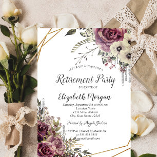 Elegante Glittertropfen, Florale Rente Einladung