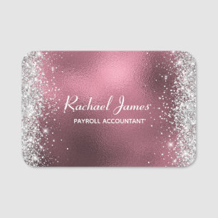 Elegante Glittery Blush Rose Goldfolie Name Markie Namensschild