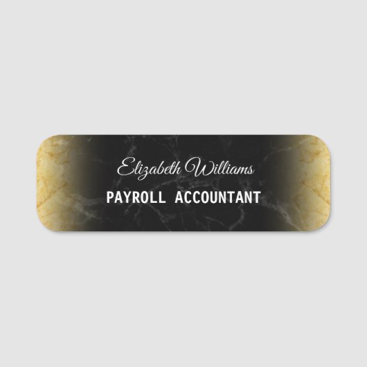 Elegante Glittery Gold Foil Name Tag Namensschild (Vorderseite)