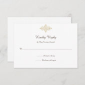Elegante Glittery Golden RSVP Karte (Vorne/Hinten)