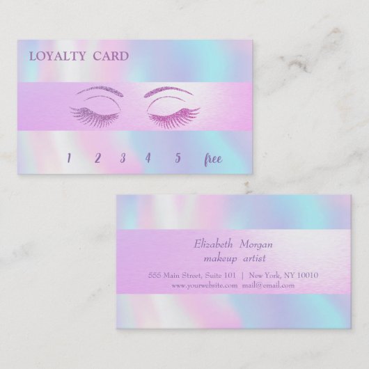 Elegante Glittery Lashes, Holografisch gestreift Treuekarte (Vorne/Hinten)