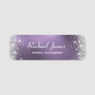 Elegante Glittery Lila Foil Name Tag Namensschild