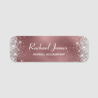 Elegante Glittery Rose Gold Foil Name Tag Namensschild