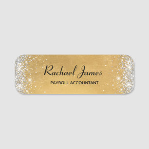 Elegante Glittery Soft Gold Foil Name Tag Namensschild