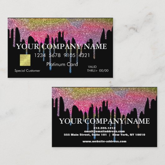 Elegante Glitzer Black Credit Card Visitenkarte (Vorne/Hinten)