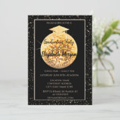 Elegante Glitzer Graduation Cap, Disco Ball Confet Einladung (Stehend Vorderseite)