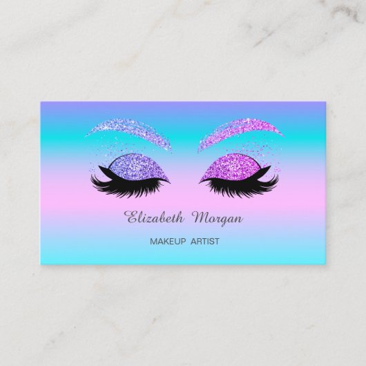 Elegante Glitzer Imitate Lashes Holographic Ombre Visitenkarte (Vorderseite)