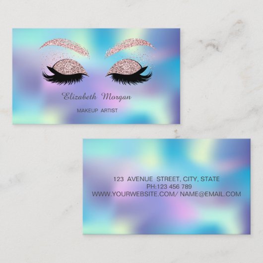Elegante Glitzer Imitate Lashes Visitenkarte (Vorne/Hinten)
