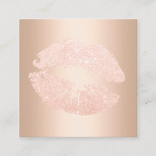 Elegante Glitzer-Lippen aus Kupfergold-Rose Quadratische Visitenkarte