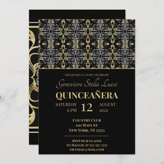 Elegante Glitzer Muster Party Einladung (Vorne/Hinten)