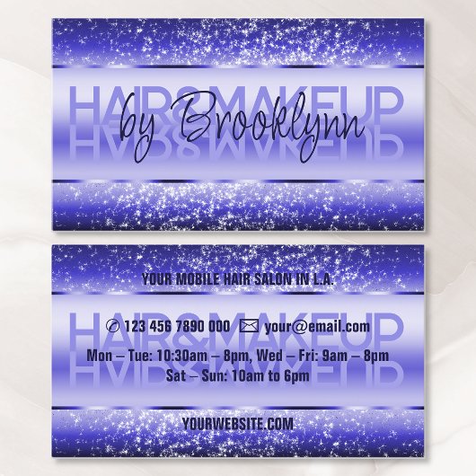 Elegante Glitzer Product Labels Dark Midnight Blue Visitenkarte