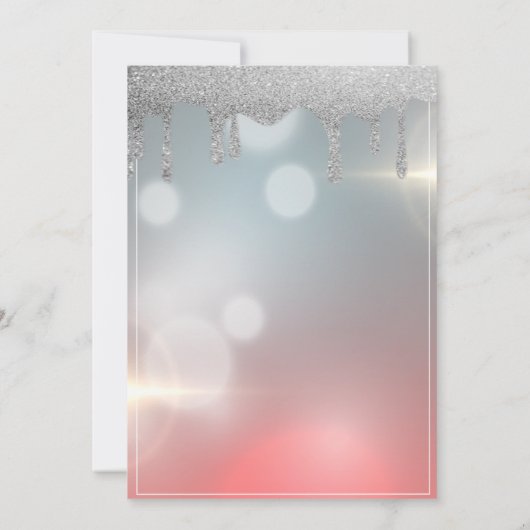 Elegante Glitzer-Tropfen, Eiffelturm Quinceanera Einladung (Rückseite)