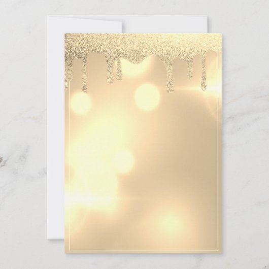 Elegante Glitzer-Tropfen, Gold Eiffel Tower Bokeh Einladung (Rückseite)