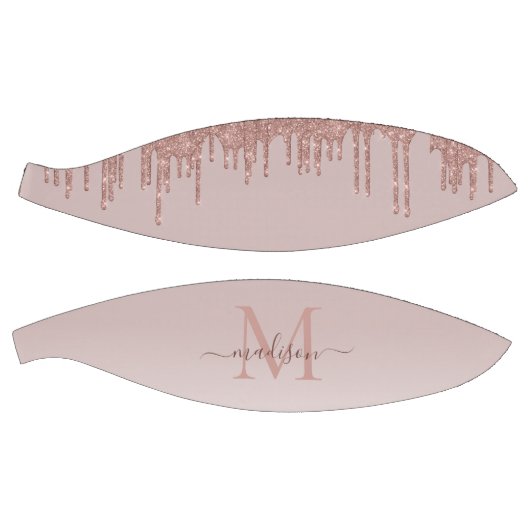 Elegante Glitzer Tropfen Rose Gold Monogram Script Basketball (Panele)
