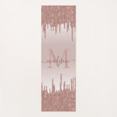 Elegante Glitzer Tropfen Rose Gold Monogram Script Yogamatte (Vorderseite)