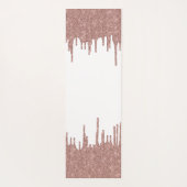 Elegante Glitzer Tropfen Rose Gold Monogram Script Yogamatte (Rückseite)