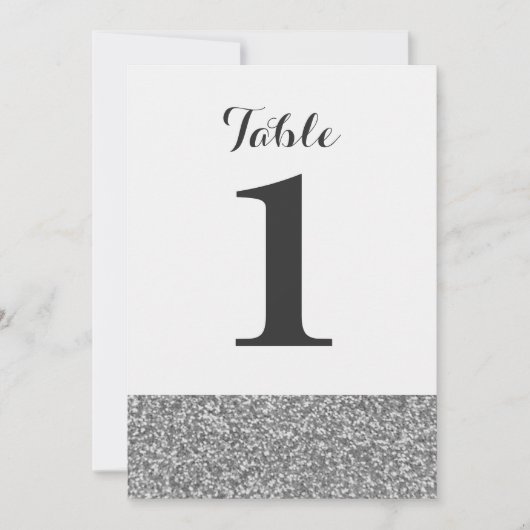 Elegante Glitzer Wedding Tischnummer Cards (Vorderseite)