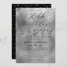 Elegante Glitzern Glitzer Silver Birthday Party