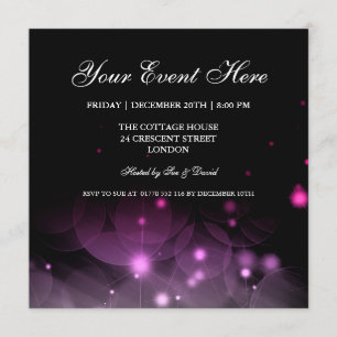 Elegante Glitzern Party Einladung Rosa Schwarz