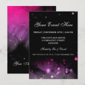 Elegante Glitzern Party Einladung Rosa Schwarz (Vorne/Hinten)