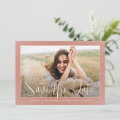 Elegante Glitzern Quinceañera 2 Foto Rose Gold Save The Date (Stehend Vorderseite)