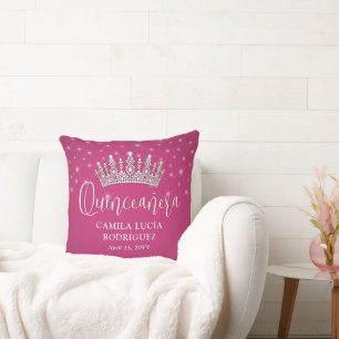 Elegante Glitzern Quinceañera Fuschia Pink Keepake Kissen