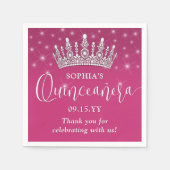 Elegante Glitzern Quinceñera Crown Fuschia Pink Serviette (Vorderseite)
