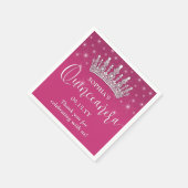 Elegante Glitzern Quinceñera Crown Fuschia Pink Serviette (Ecke)