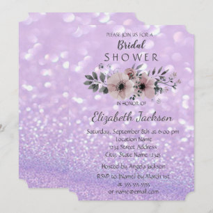 Elegante glitzernde Bokeh-Blumen-Brautparty Einladung