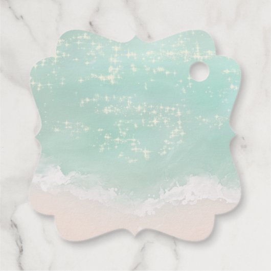 Elegante glitzernde Liebe dank Hochzeit am Strand Geschenkanhänger (Rückseite)