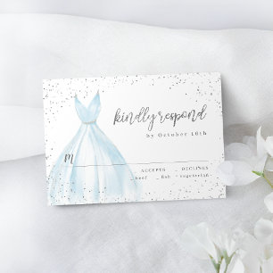 Elegante glitzernde silberblaue Quinceañera-Kleid- RSVP Karte